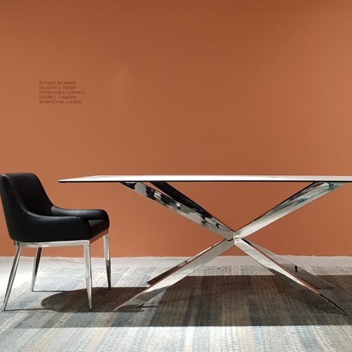 클록시 비앙코 포세린세라믹 6인용 식탁테이블 / 스테인리스 (의자별매)