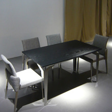 페브 4인용(1350L)/6인용(1800L) 블랙식탁 테이블 (의자별매) /스테인리스 다리